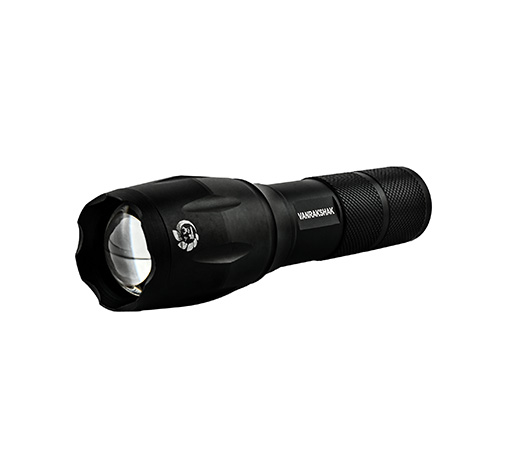 Vanrakshak FL-003A 800 Lumens Compact Rechargeable LED Flashlight, EDC Torch with 3 Brightness Levels, IP65 Waterproof, 18650 mAh or AAA Compatible, Plastic Box for Car, Travel & Emergency