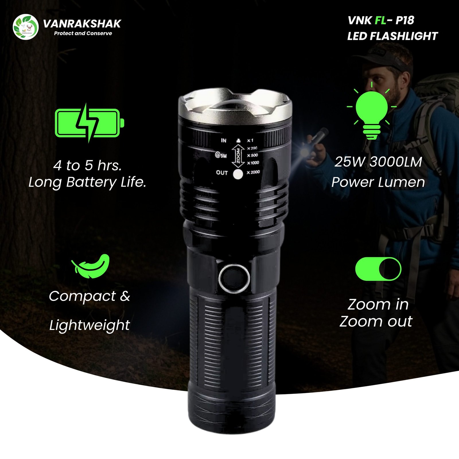 FL- P18 High-Performance LED Flashlight – Rugged. Powerful. Reliable - Image 6