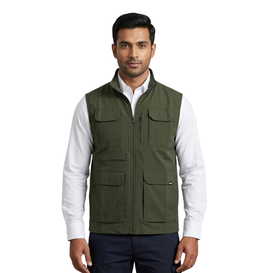 Breathable Hiking Half Sleeve Jacket - Dark Green - Image 2
