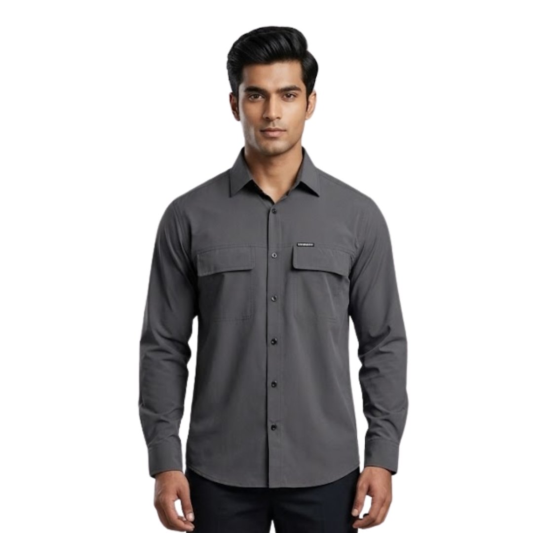 Men’s Breathable Hiking Shirt – Full Sleeve, Quick-Dry, Lightweight Outdoor Trekking Shirt (Dark Grey)