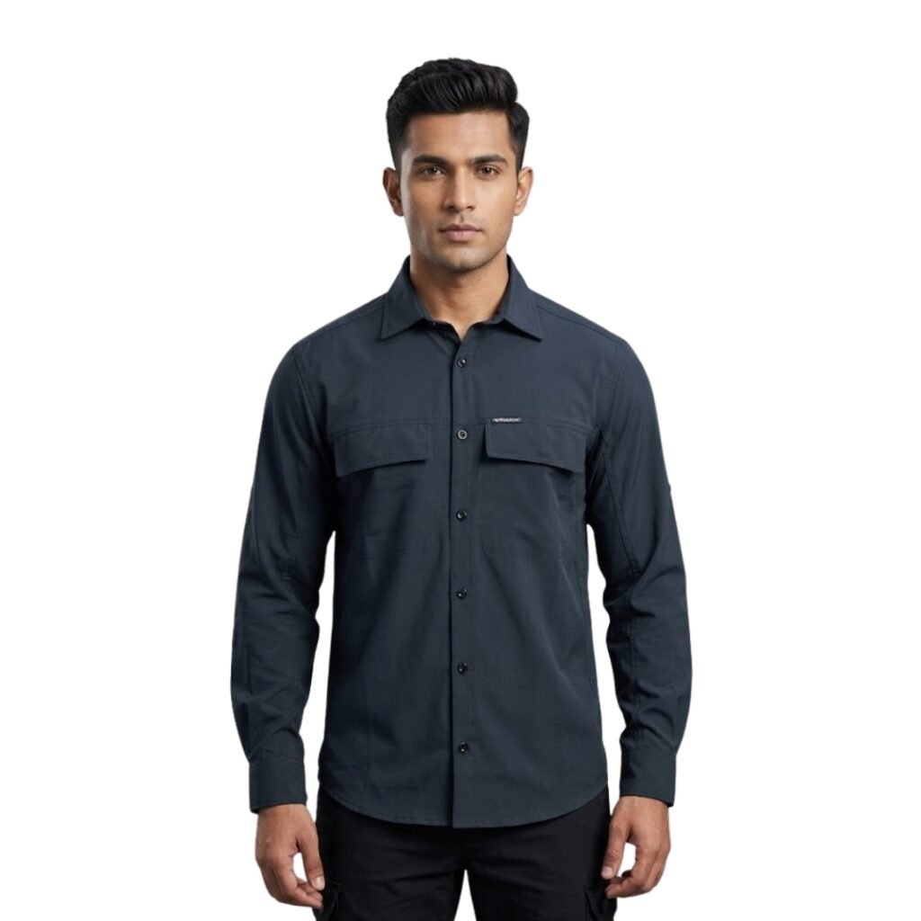 Men’s Breathable Hiking Shirt – Full Sleeve, Quick-Dry, Lightweight Outdoor Trekking Shirt (Teal Green)