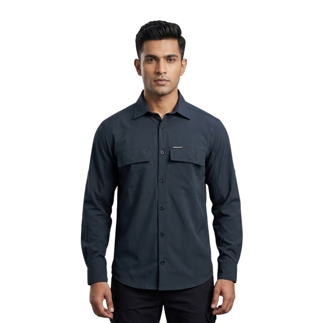 Men’s Breathable Hiking Shirt – Full Sleeve, Quick-Dry, Lightweight Outdoor Trekking Shirt (Teal Green)